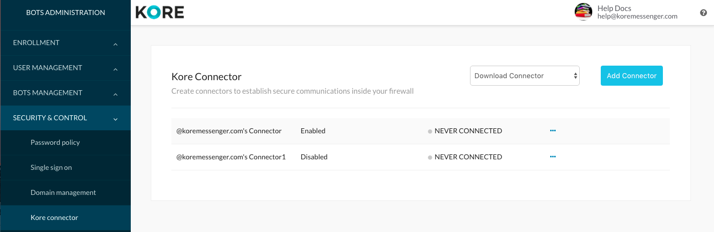 Bots-Admin-Kore-Connector-Page